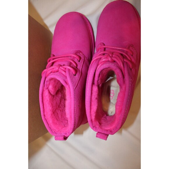 UGG YOUTH 6 WOMEN'S 7.5-8 NEUMEL CHUKKA SUEDE SHEARLING BOOTS PINK NIB - Picture 5 of 8